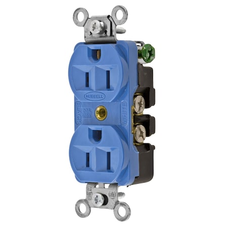 Hubbell Wiring Device-Kellems Straight Blade Receptacle, 5-15R, 15 A, 125V AC, 2 Pole, 3 Wire, Grounded 5262BL